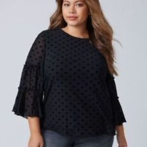 NWT Lane Bryant Black Sheer Ruffle Sleeve top